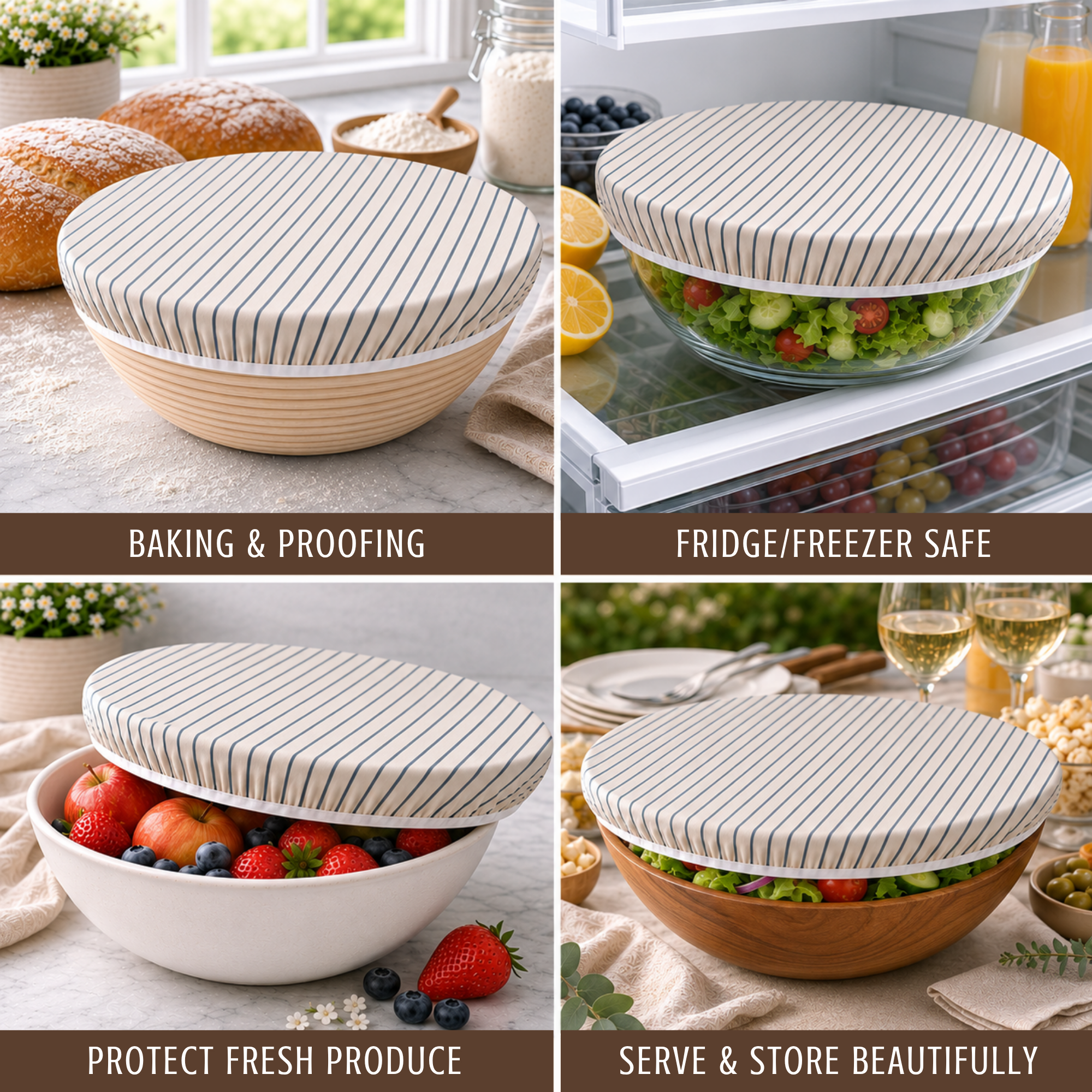 12" Reusable Beeswax Bowl Covers for Bread Proofing (XL)