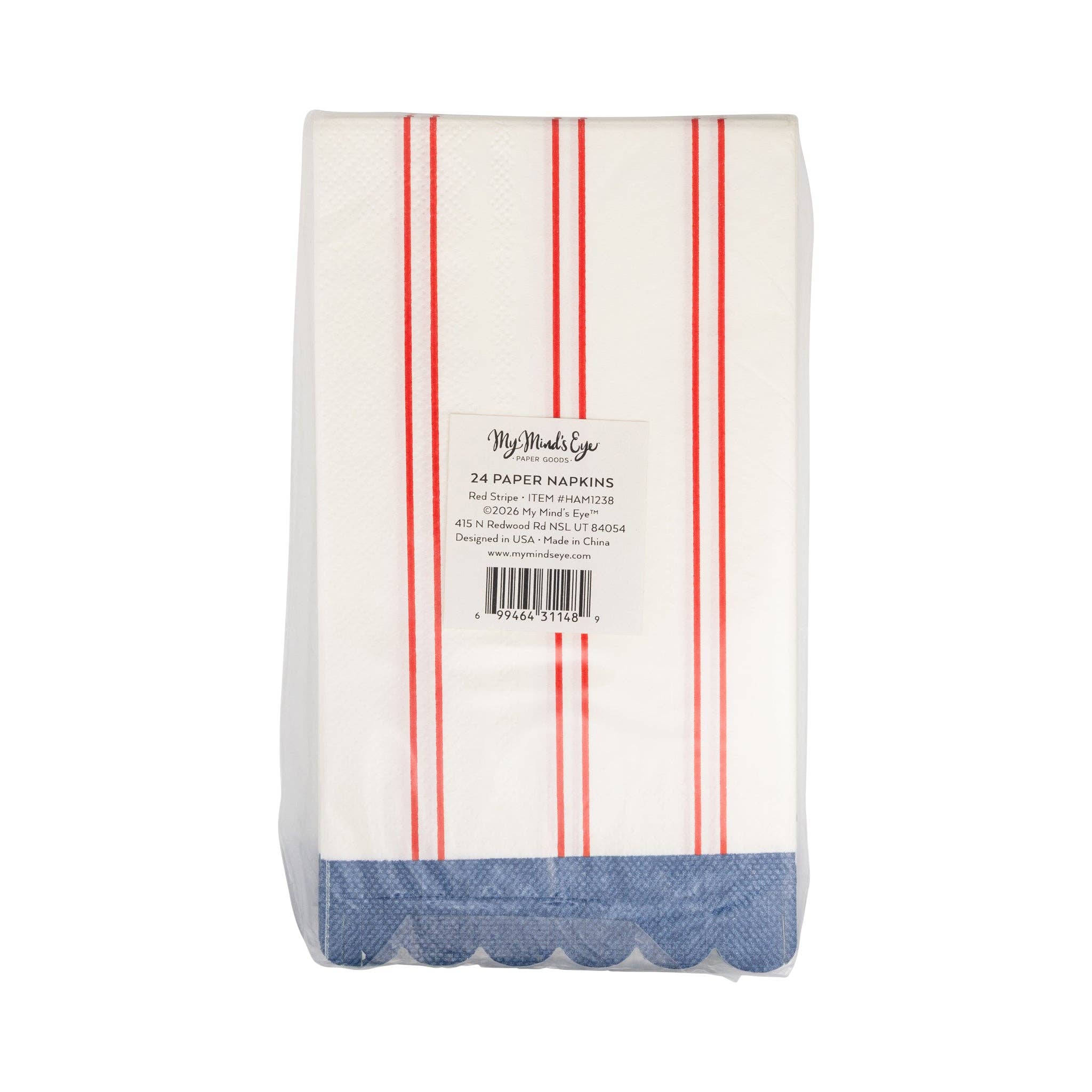 Red Striped Paper Dinner Napkin