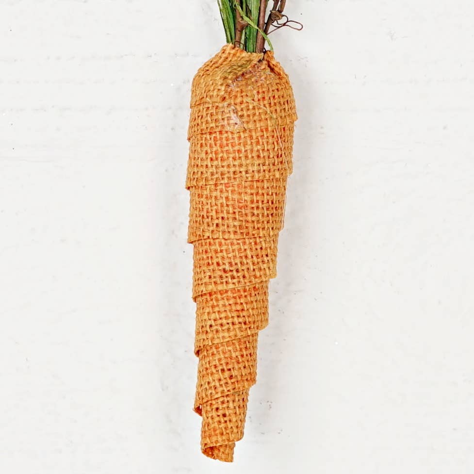 ISB68980- Burlap Carrot Ornament 8" x 1.5" size