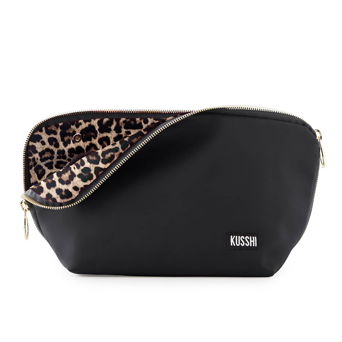 Signature Makeup Bag-Machine Washable Medium Cosmetic Bag: Black/Leopard / Nylon / Signature Makeup Bag