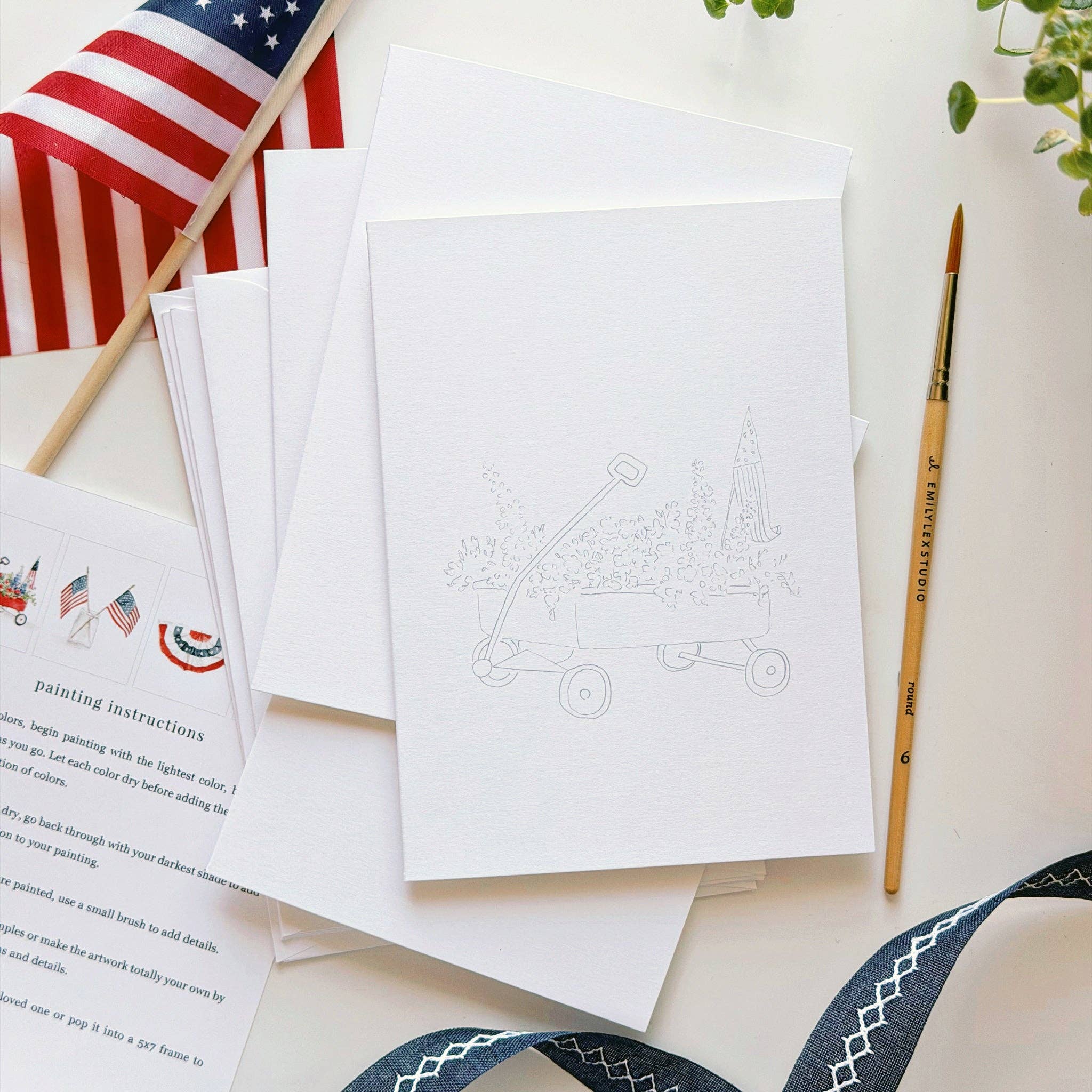Americana paintable watercolor notecard set