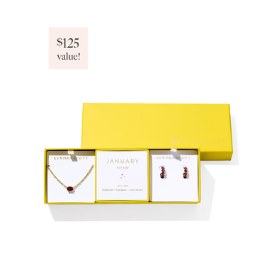 Kendra Scott Cailin Birthstone Gift Set in Gold, Red Crystal (January)