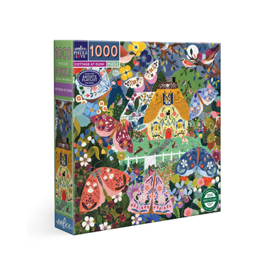 an image of a vibrant 1000 piece puzzle box set against a white background. 