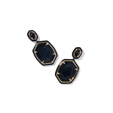Kendra Scott Gold Daphne Enamel Frame Drop Earrings in Black Agate