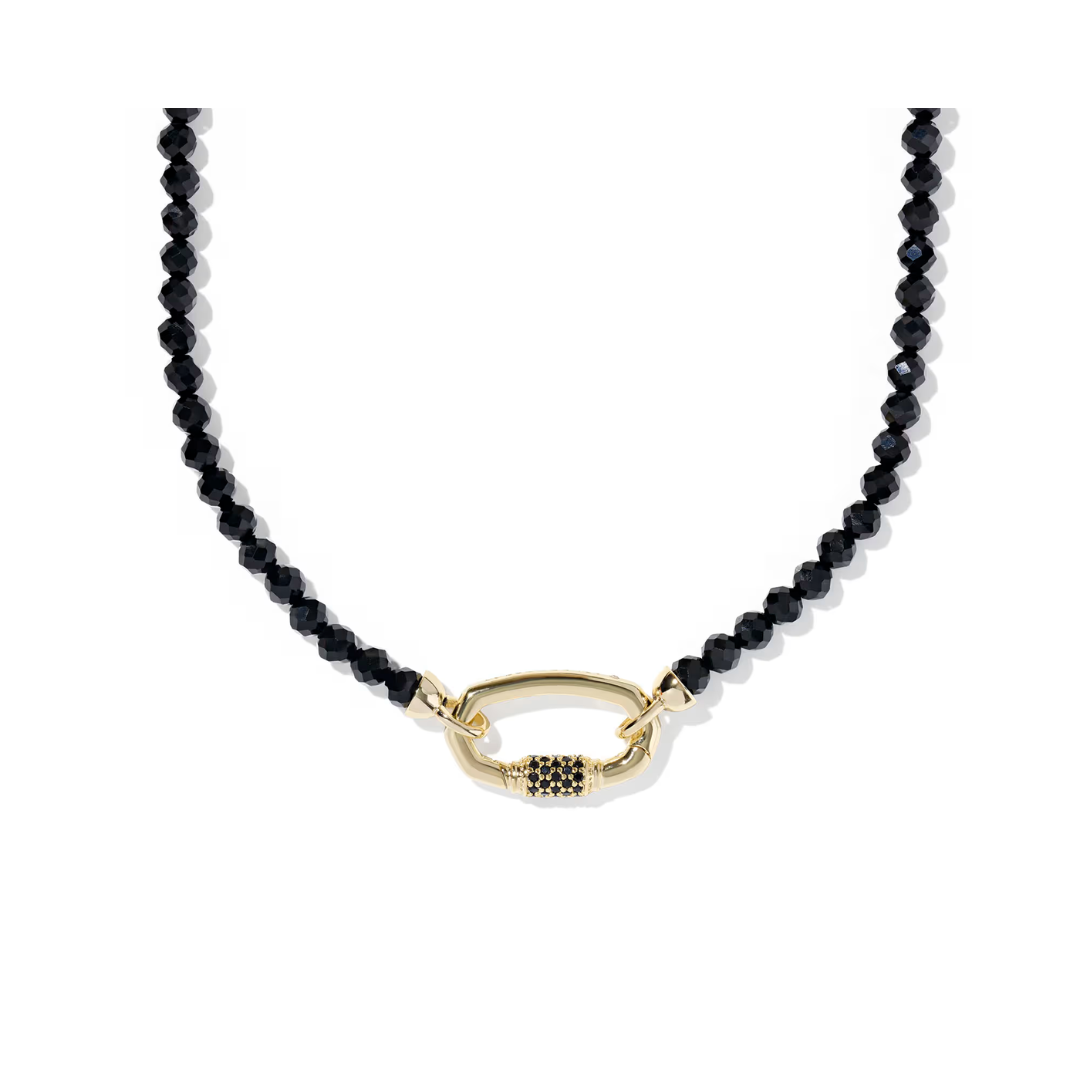 Kendra Scott Gold Emery Beaded Strand Necklace in Black Agate