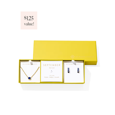 Kendra Scott Cailin Birthstone Gift Satin Gold, Blue Crystal (September)