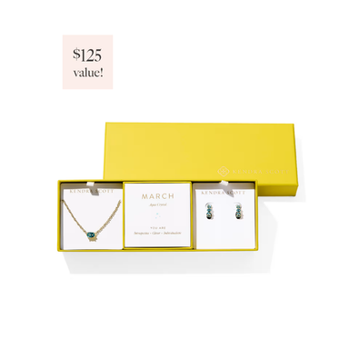 Kendra Scott Cailin Birthstone Gift Set in Gold, Aqua Crystal (March)