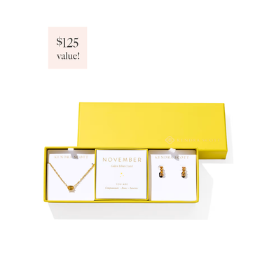 Kendra Scott Cailin Birthstone Gift Set in Gold, Golden Yellow Crystal (November)