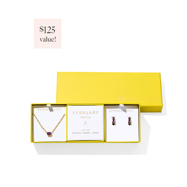 Kendra scott Cailin Birthstone Gift Set in Gold, Purple Crystal (February)
