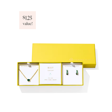 Kendra Scott Cailin gold Birthstone gift set in Green Crystal (May)