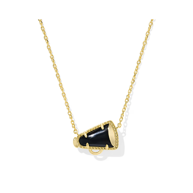 Kendra Scott Cheer Gold Short Pendant Necklace in Black Agate