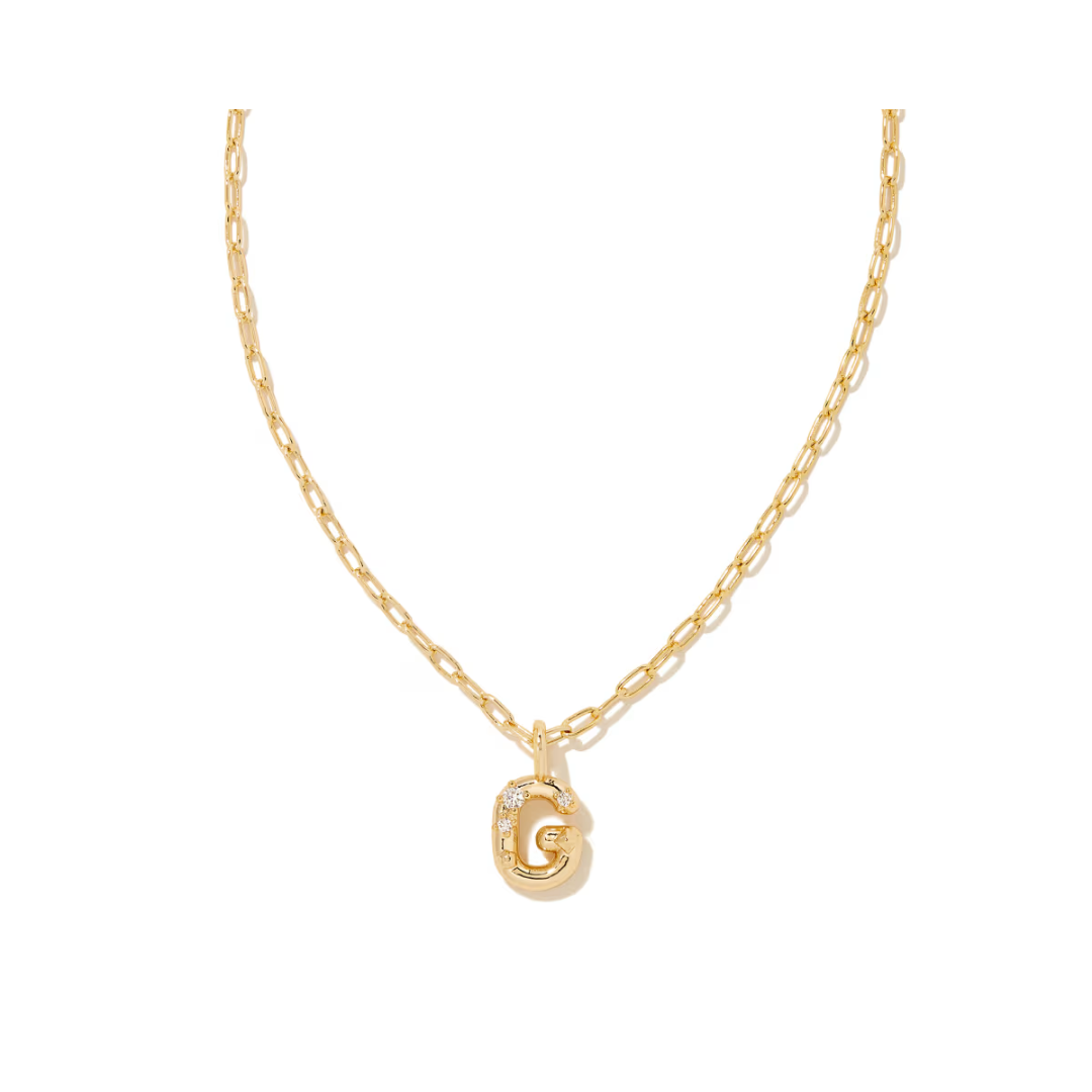 Kendra Scott Crystal Letter G Gold Pendant Necklace
