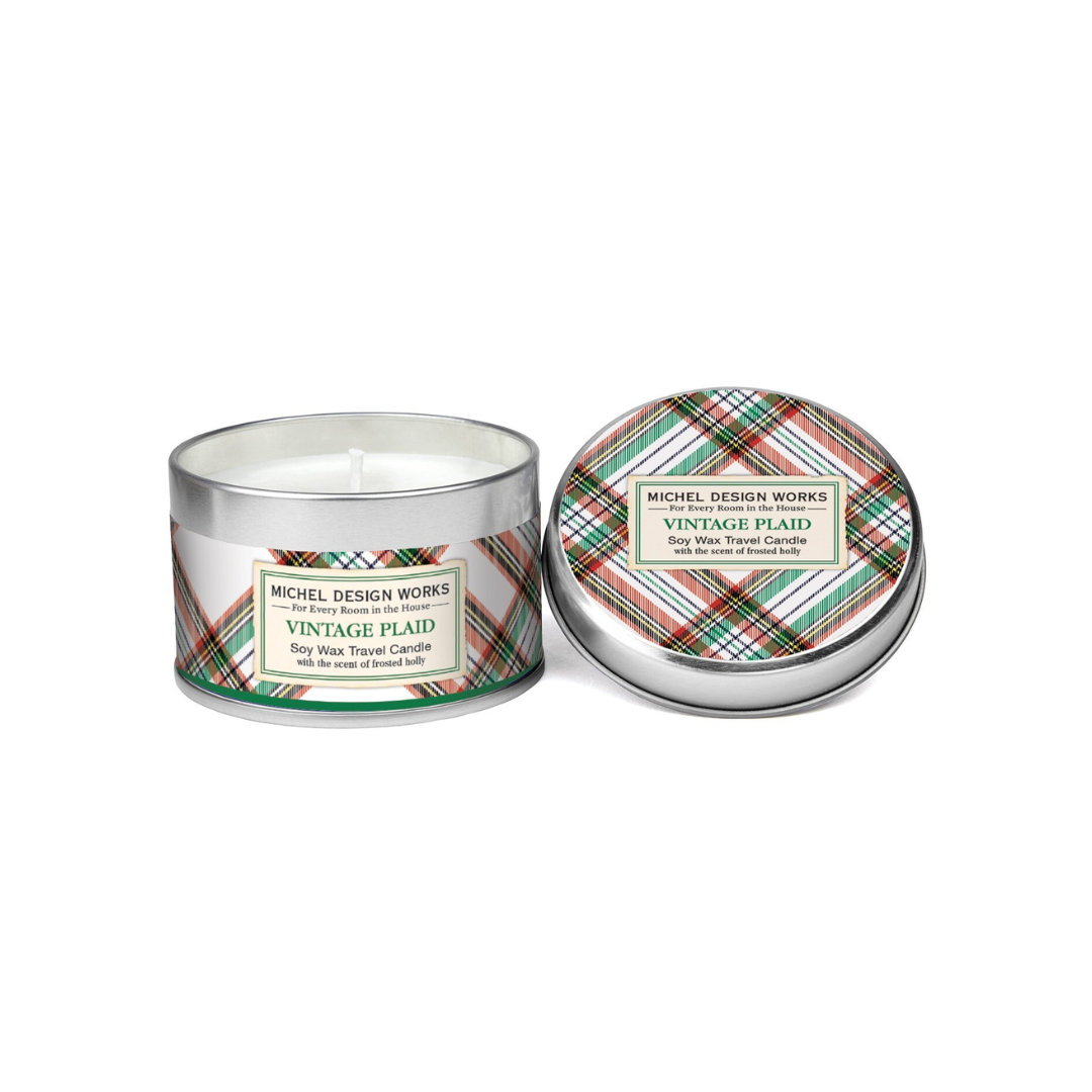 Vintage Plaid Travel Candle
