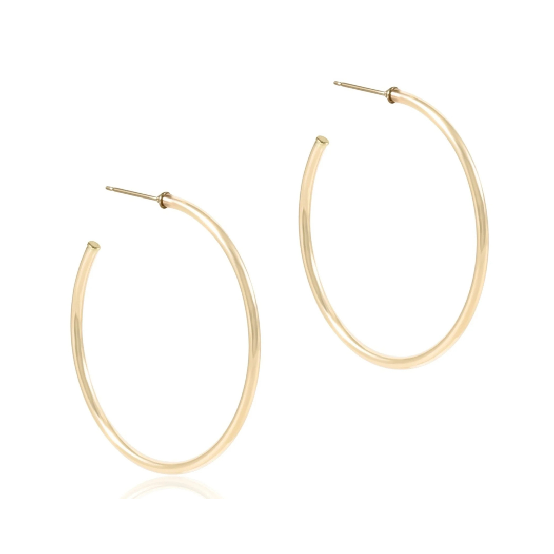 Gold Round Smooth 2mm Post Hoop 1.75"