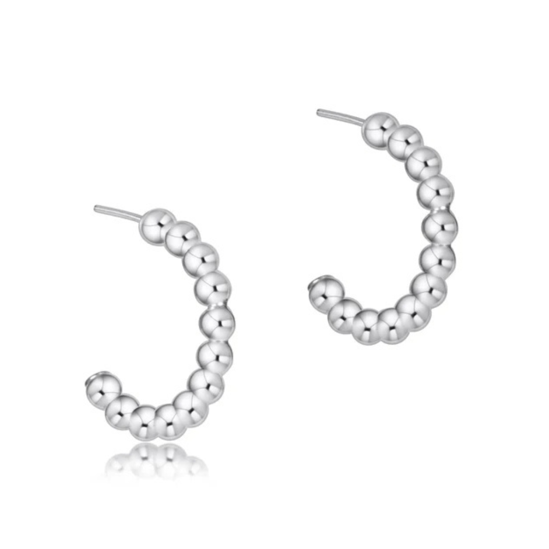 Sterling Beaded Classic 3mm Post Hoop 1"