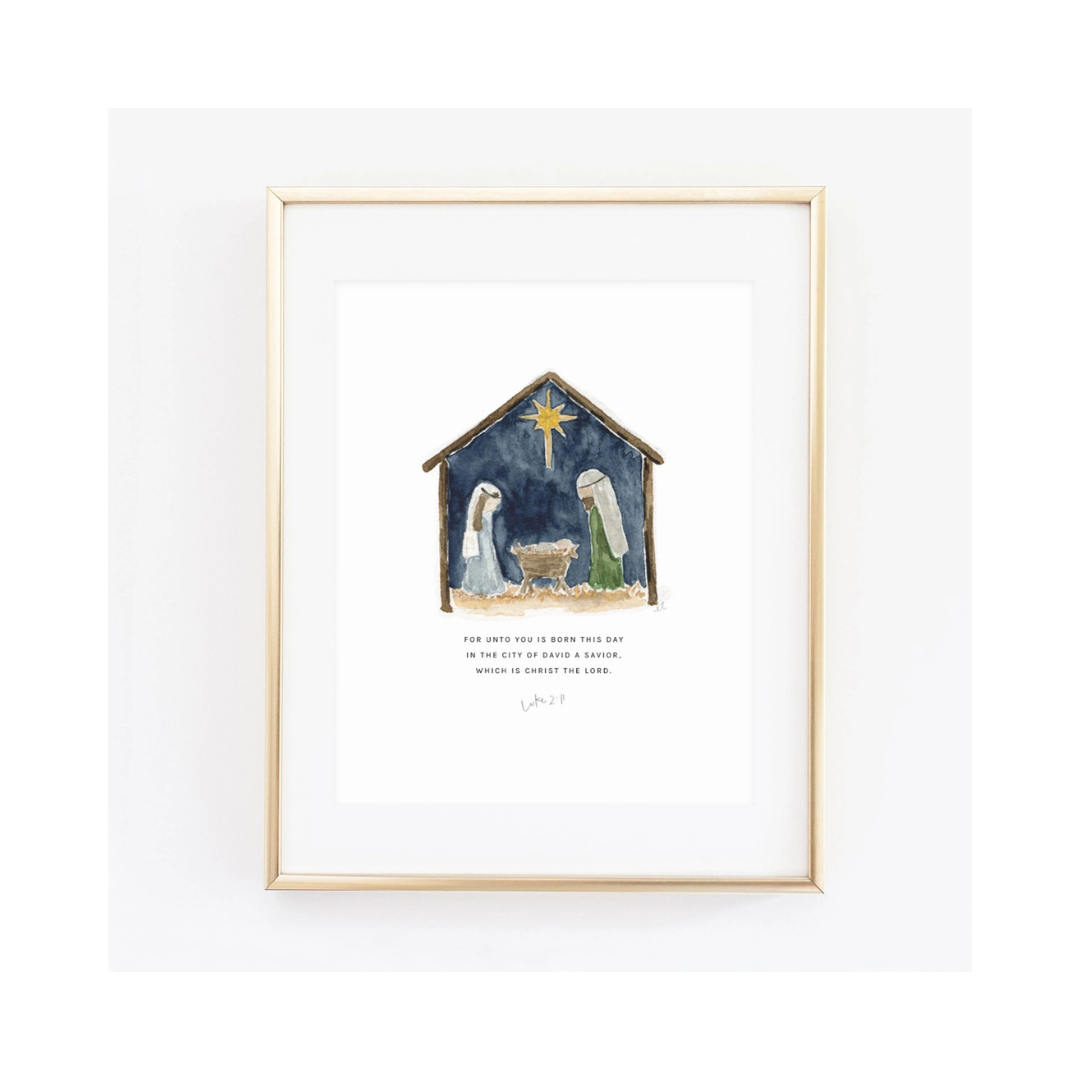 Mary & Joseph, Luke 2:11 Scripture Print, 8x10