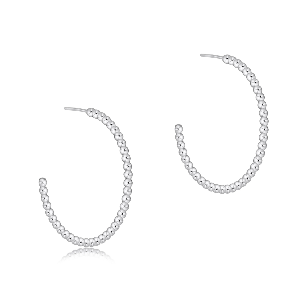 Sterling Beaded Classic 2mm Post Hoop 1.25"