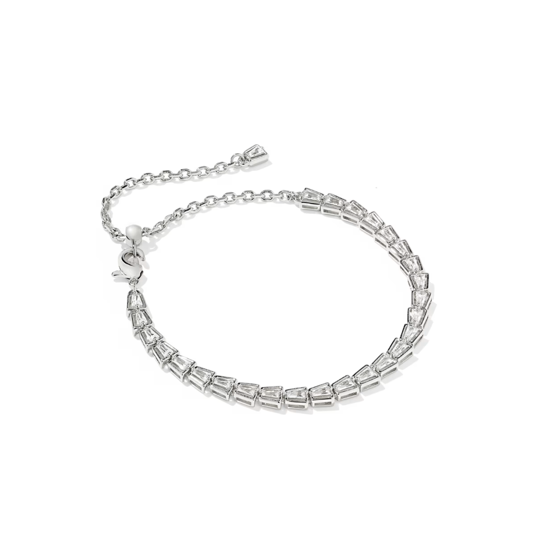 Bella Silver Tennis Bracelet in White Crystal
