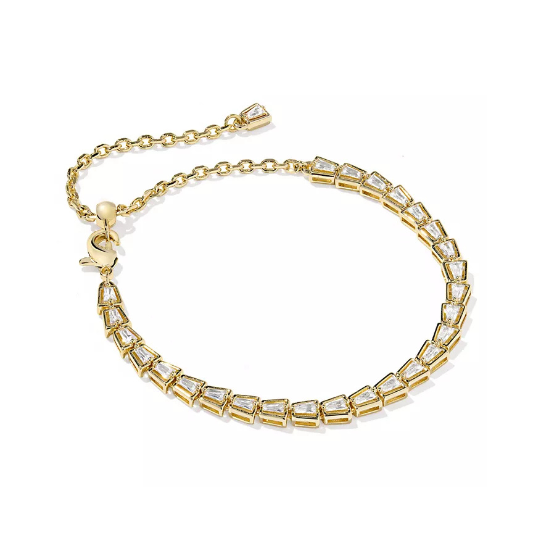 Bella Gold Tennis Bracelet in White Crystal