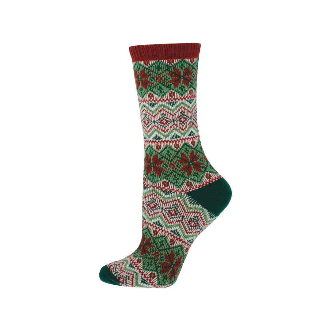 Green Pray For Snow Sweater Sock 9-11
