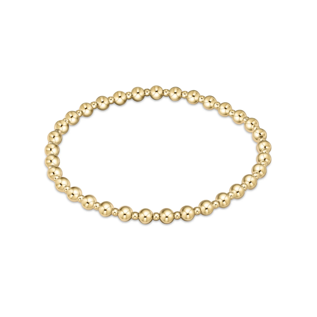 gold Classic Grateful 4mm Bead Bracelet Extends