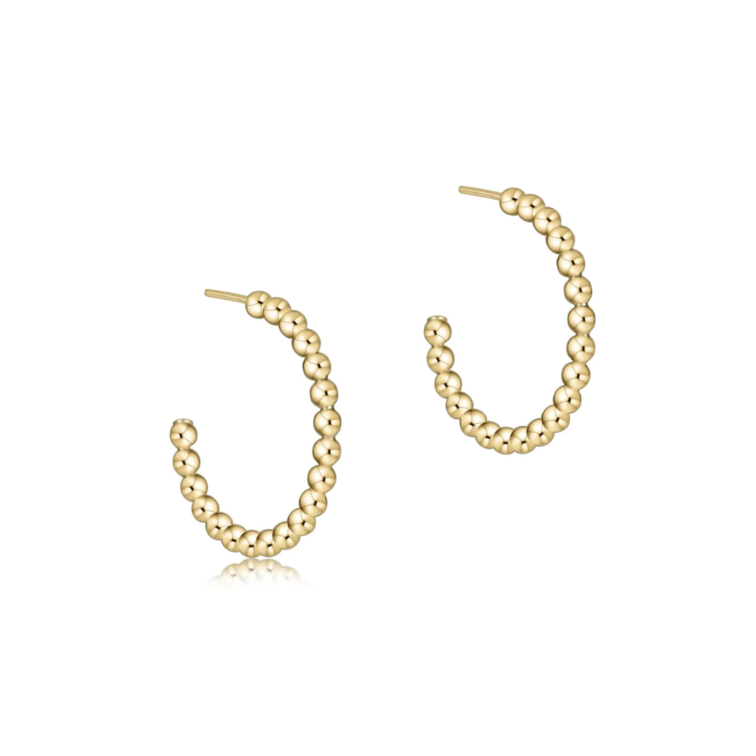 Gold Beaded Classic Post 2mm Hoop 1"