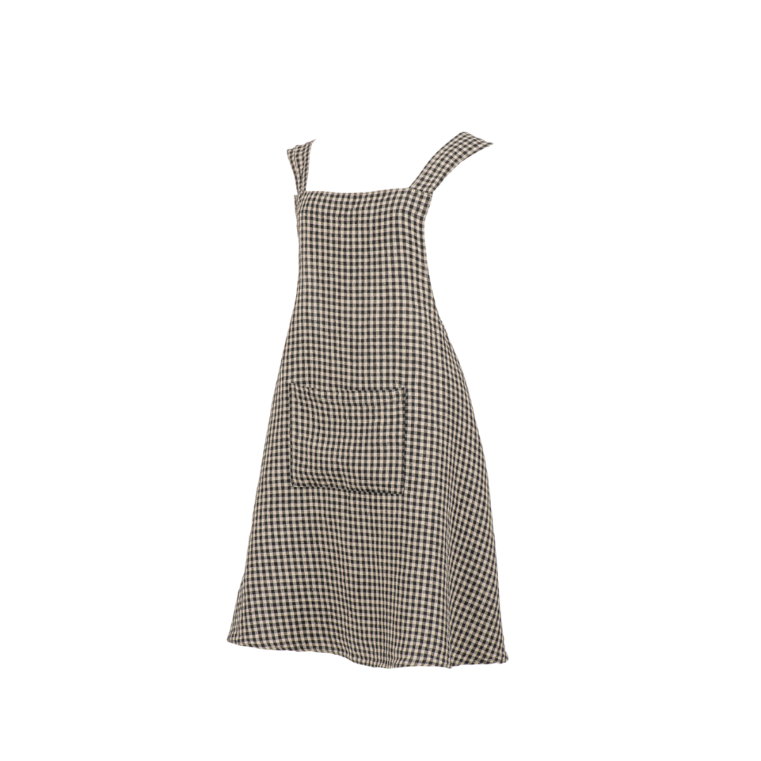 Charbon Check Piana ll Linen Apron