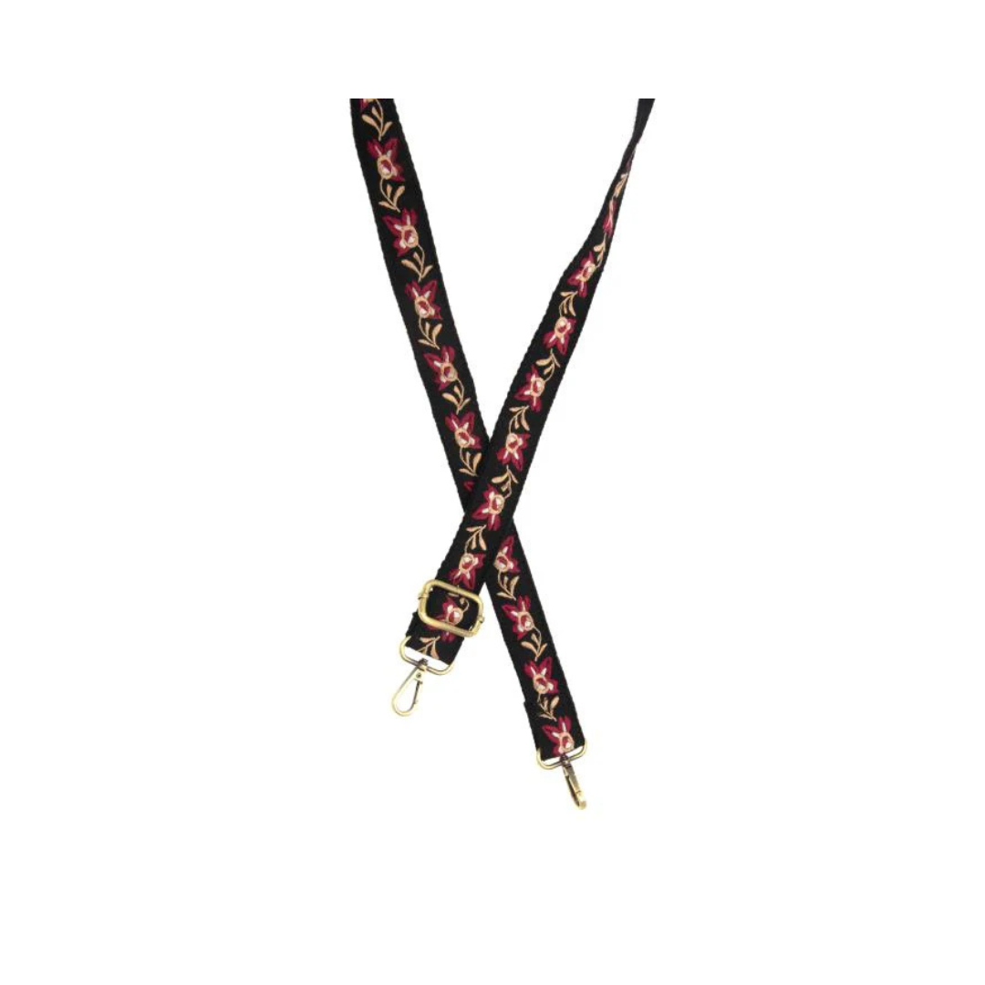 Ruby Abstract Orchid Guitar Strap