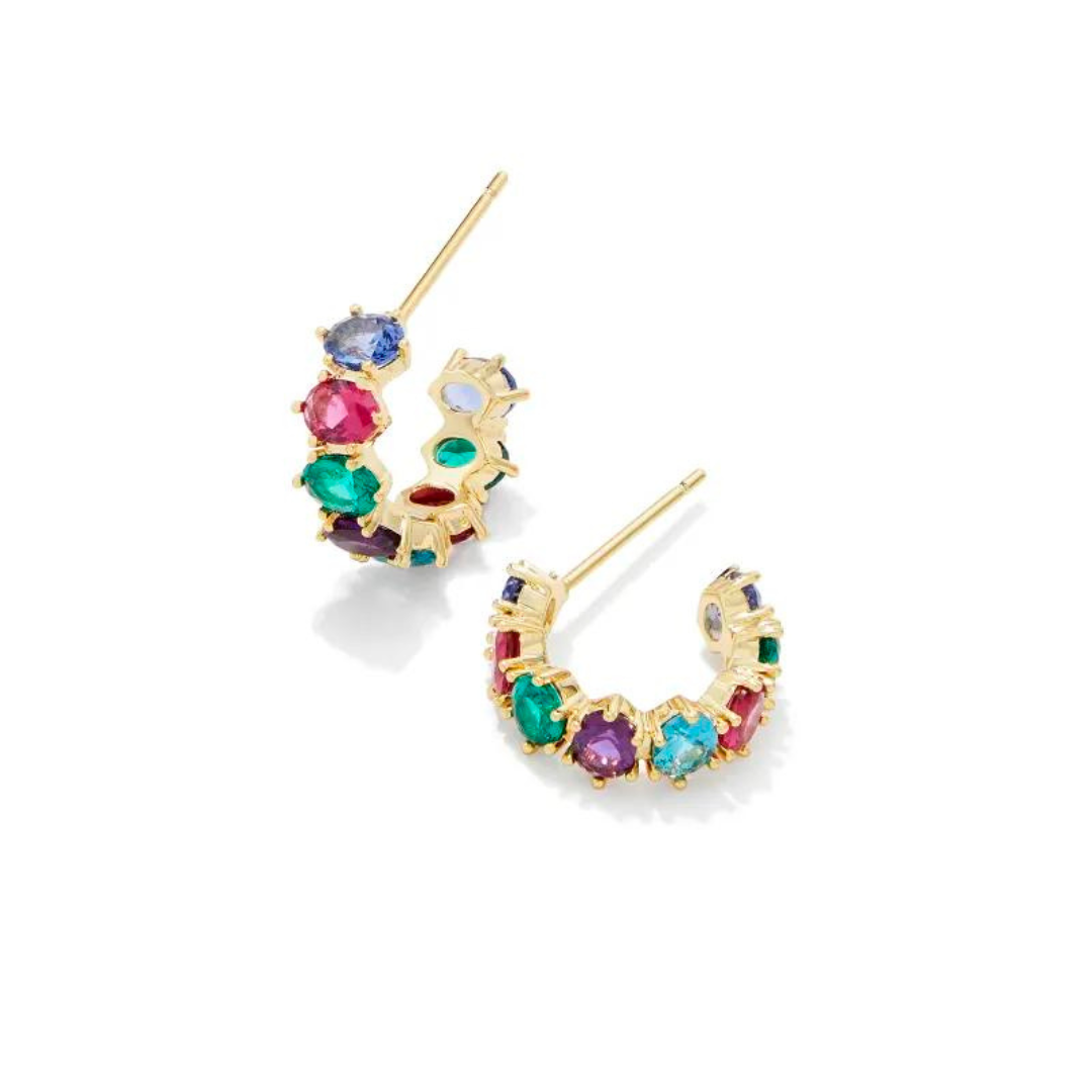 Gold Multi Mix Crystal Cailin Huggie Earrings