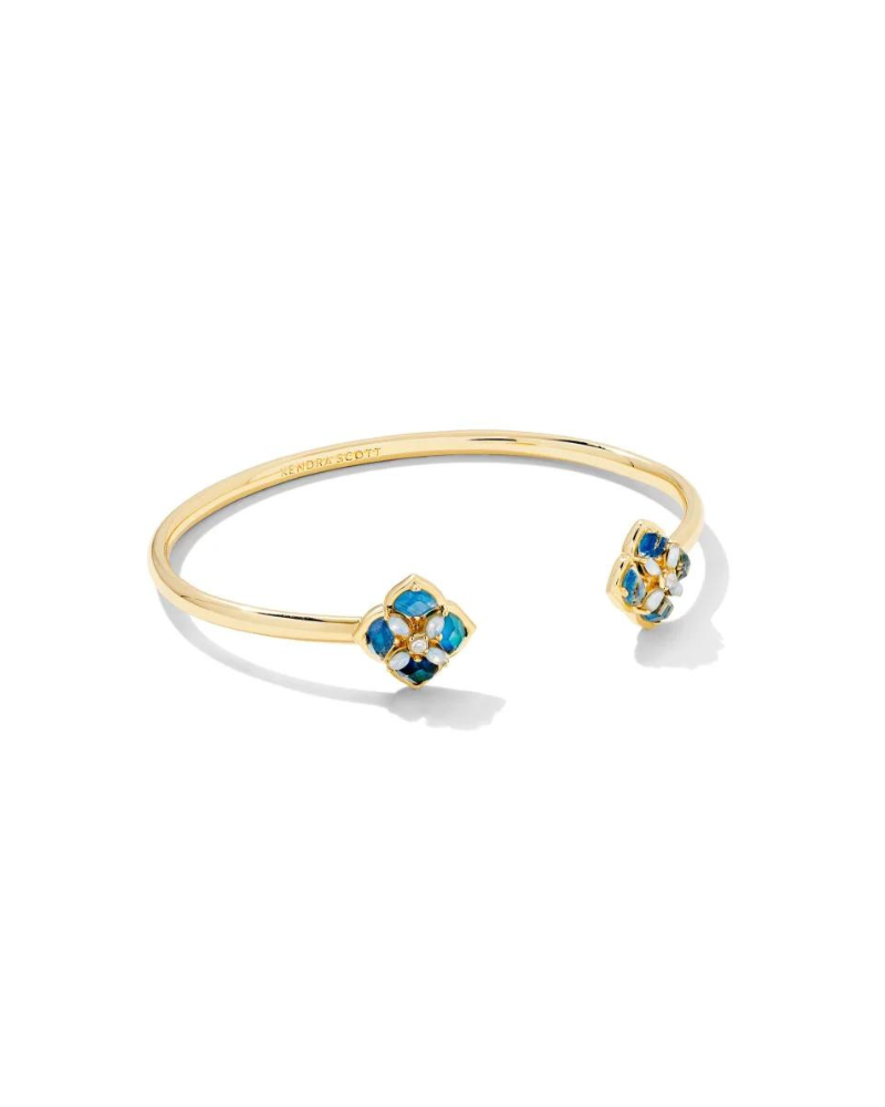 Dira Gold Stone Cuff Bracelet in Blue Mix