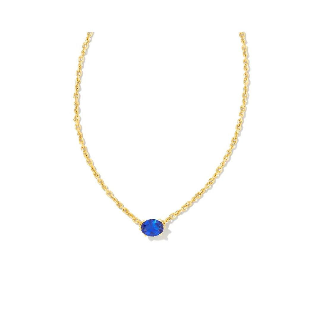 Gold Blue Crystal Cailin Crystal Pendant Necklace