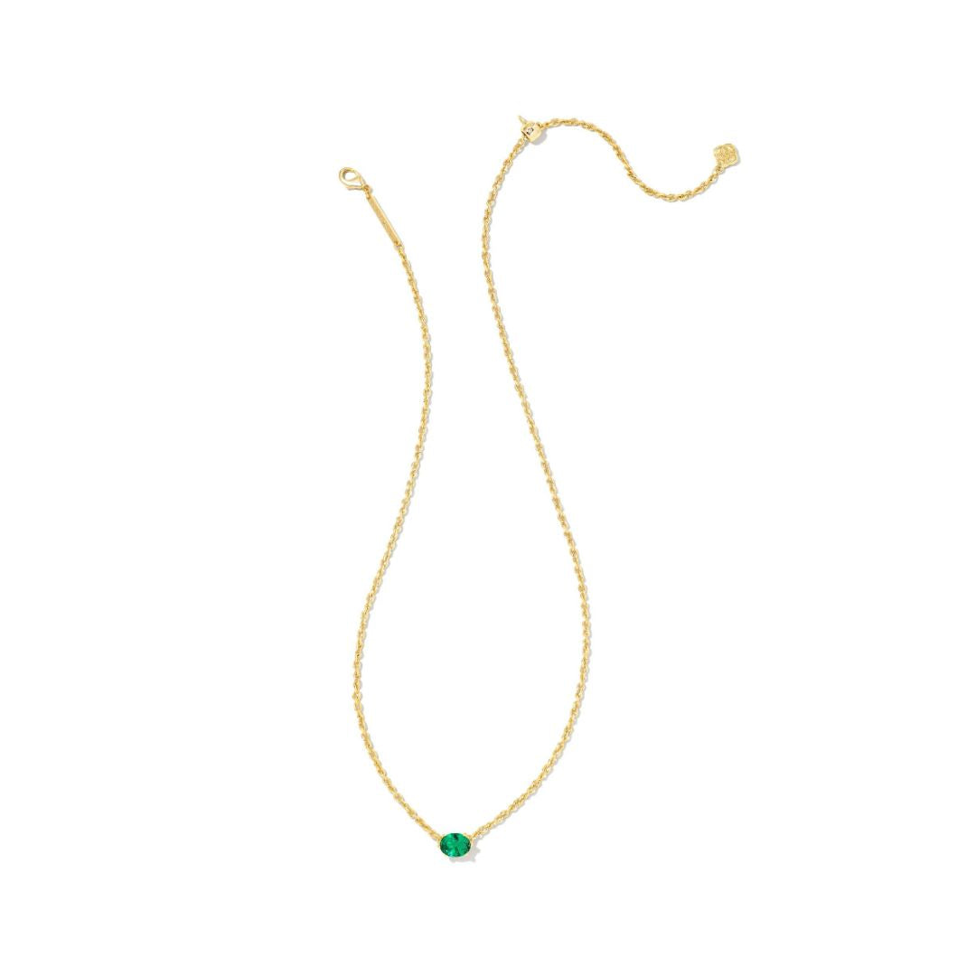 Cailin Gold Pendant Necklace in Green Crystal
