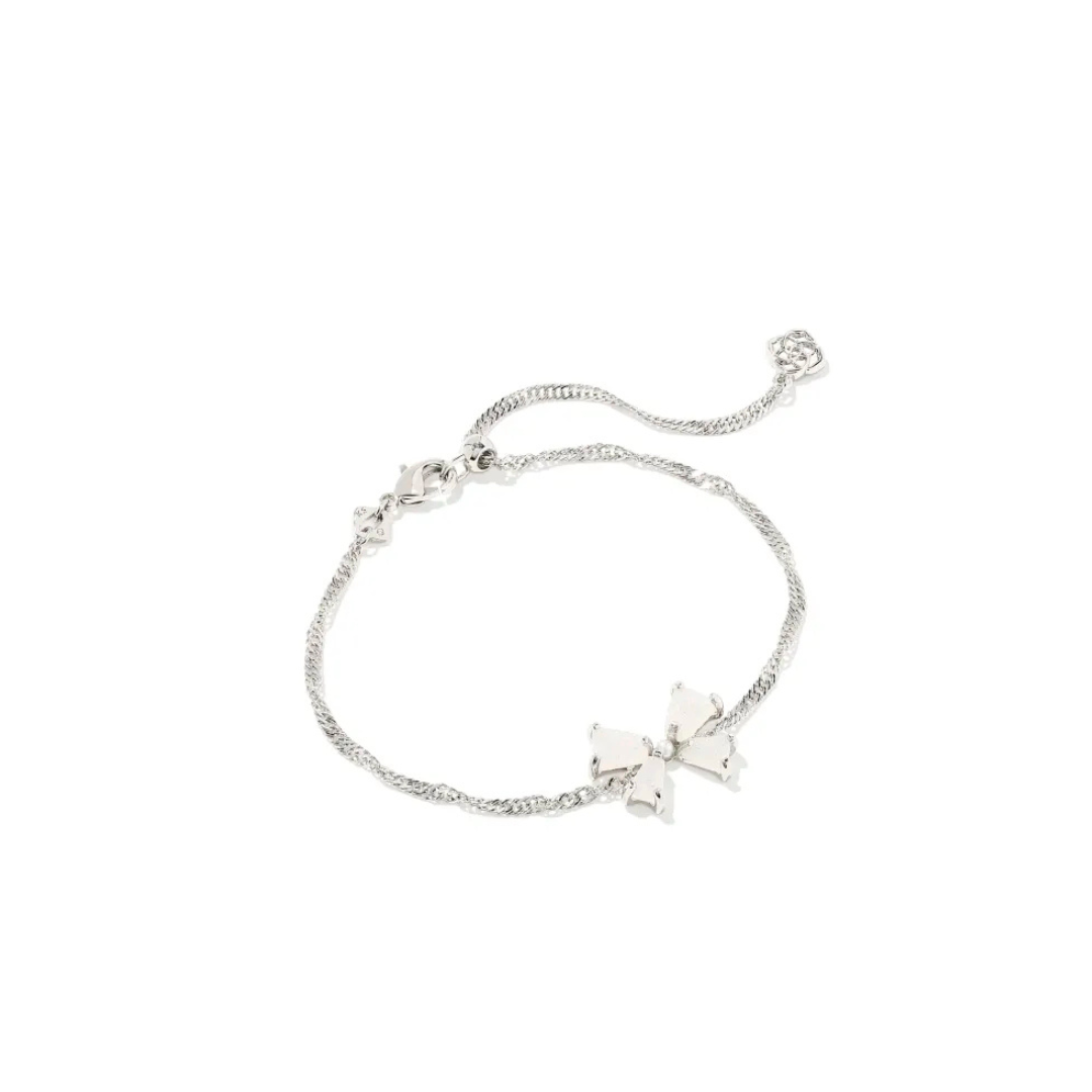 Blair Silver Bow Small Chain Bracelet in Iridescent Drusy