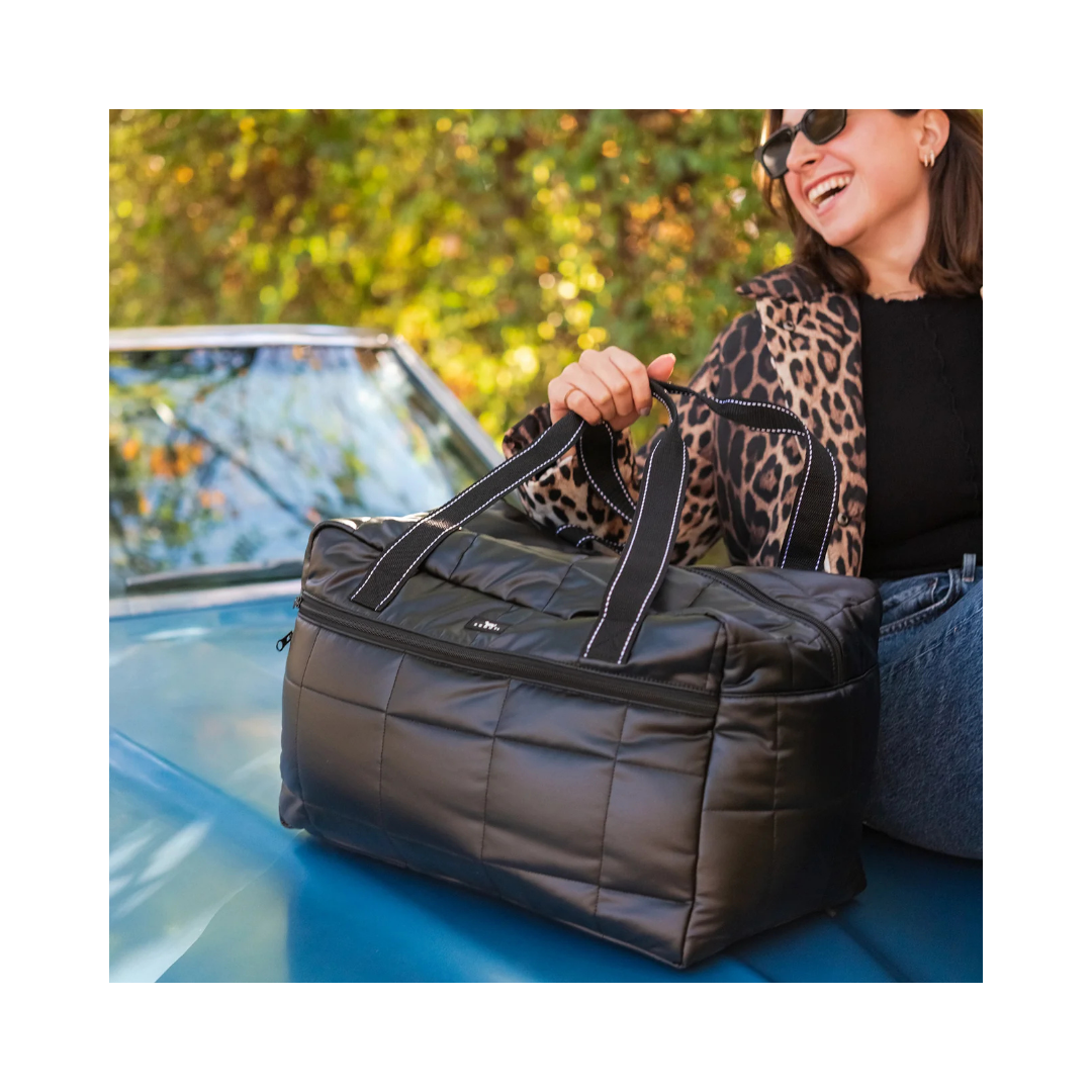First Class Duffle Black Box Quilted