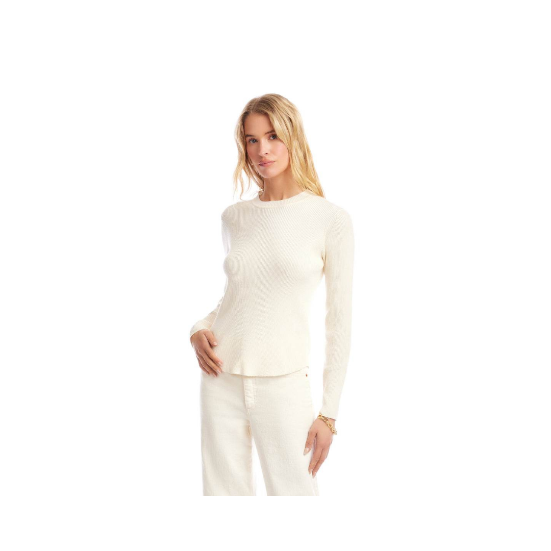 Cream Rib Crewneck Sweater