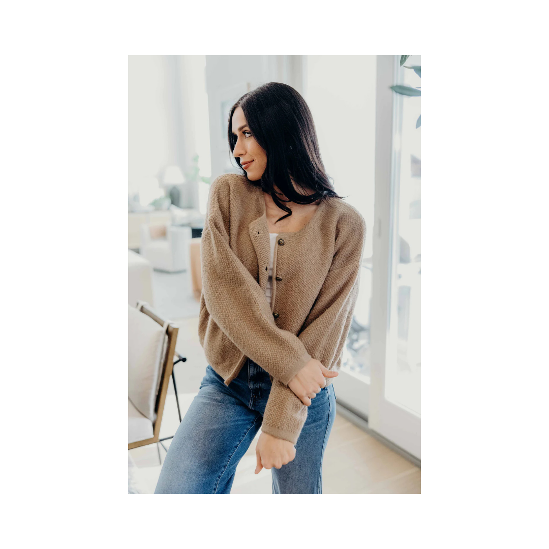 Sesame Button Front Cardi