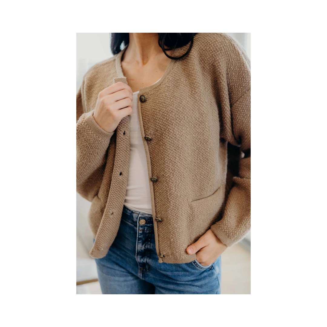 Sesame Button Front Cardi
