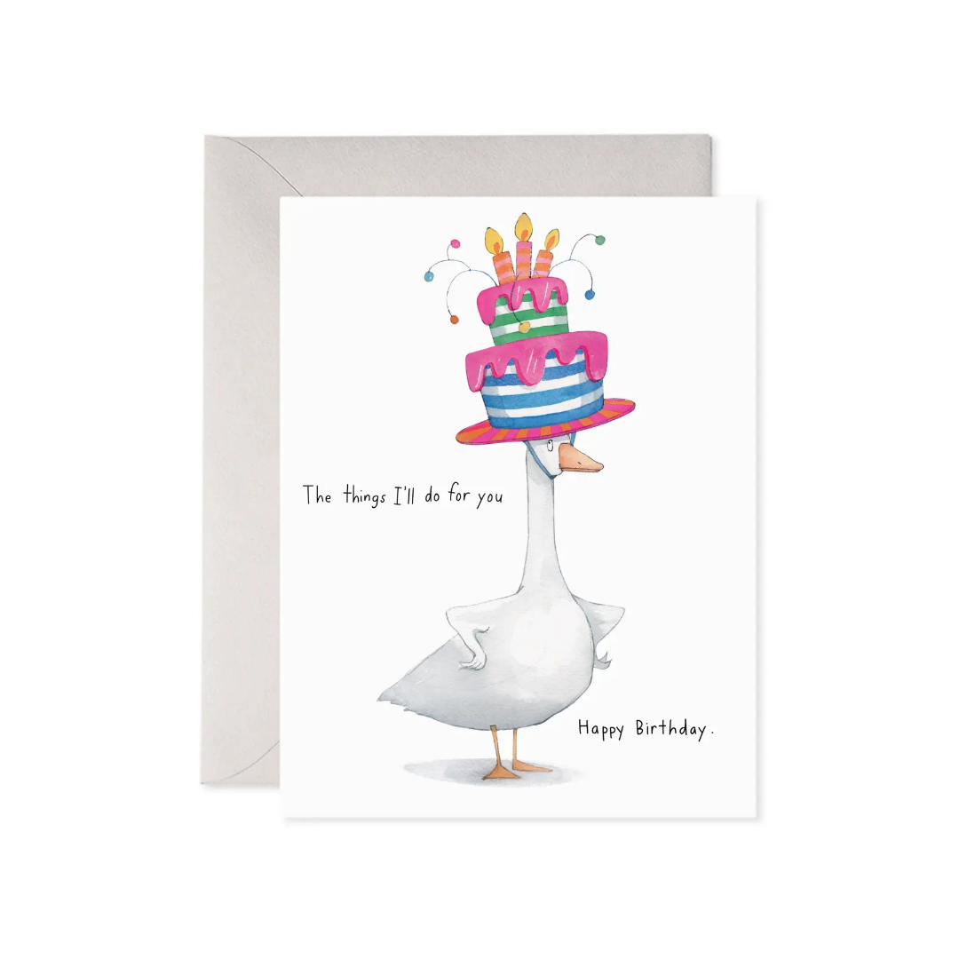 Goose Cake Hat Birthday Card