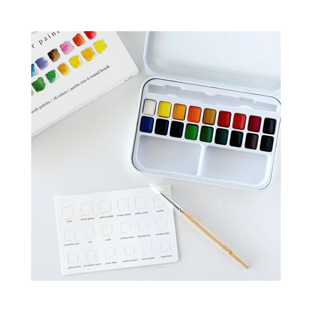Watercolor Paint Set 18 Colors With Brush