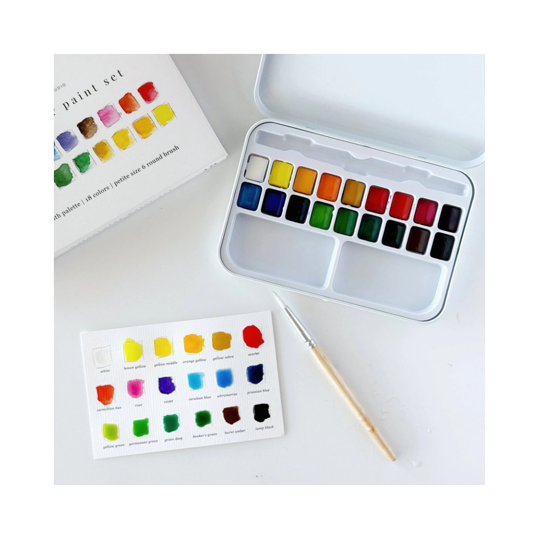 Watercolor Paint Set 18 Colors With Brush