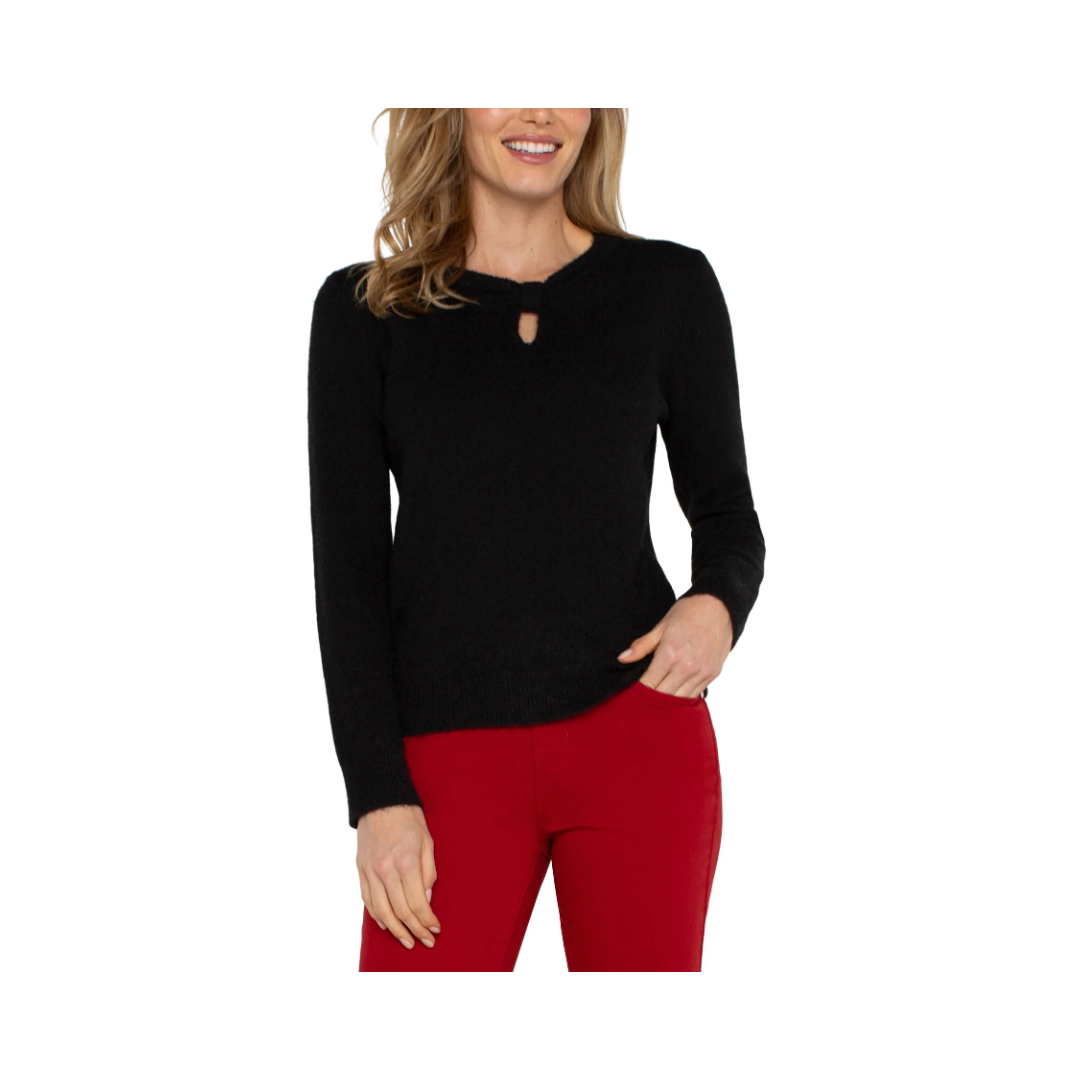 Black Bow Neck Sweater
