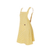 white background with a yellow gingham linen/cotton Apron. 