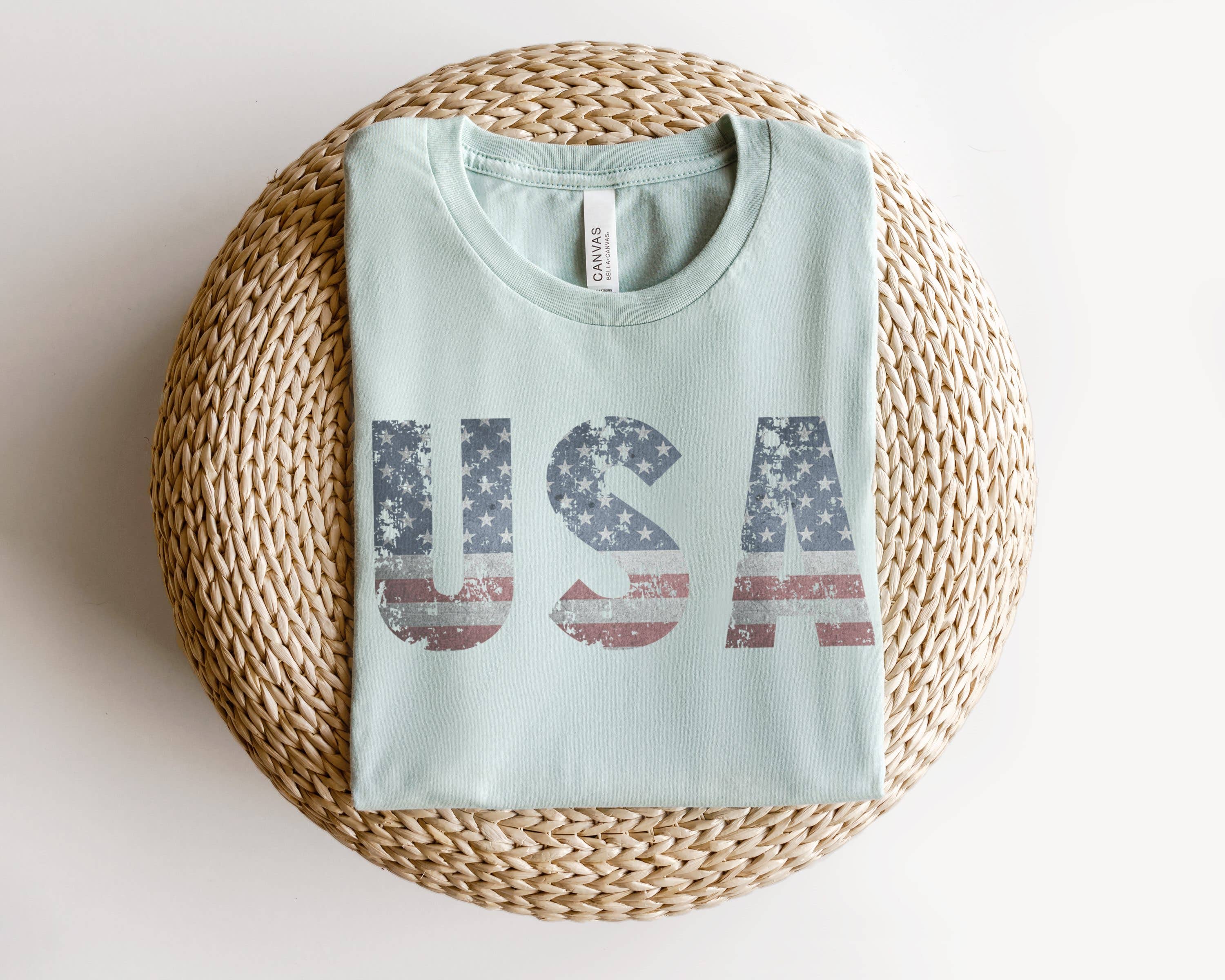 USA American Flag Tee | Patriotic T Shirt: White / Unisex-Medium