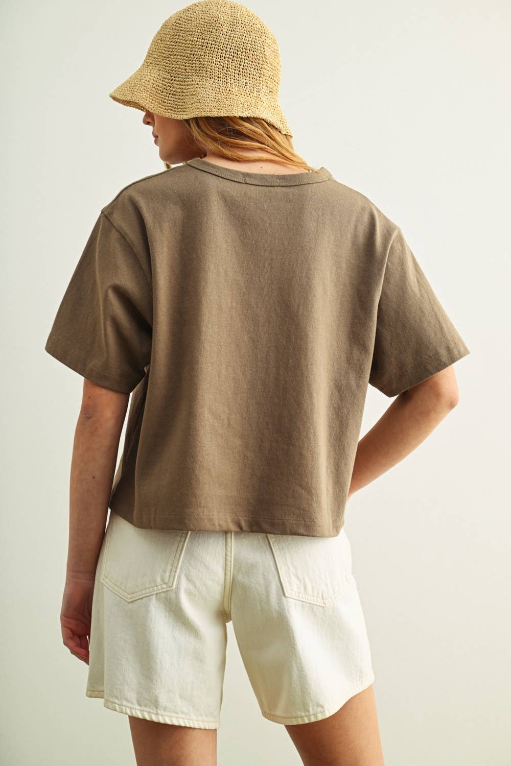 ET6399   SHORT SLEEVE LINEN KNITTED TOP: WHITE / M