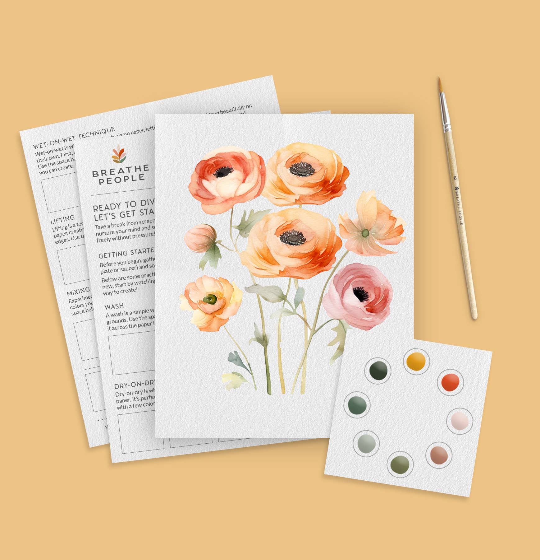 All-In-One Watercolor Kit - Ranunculus Blooms