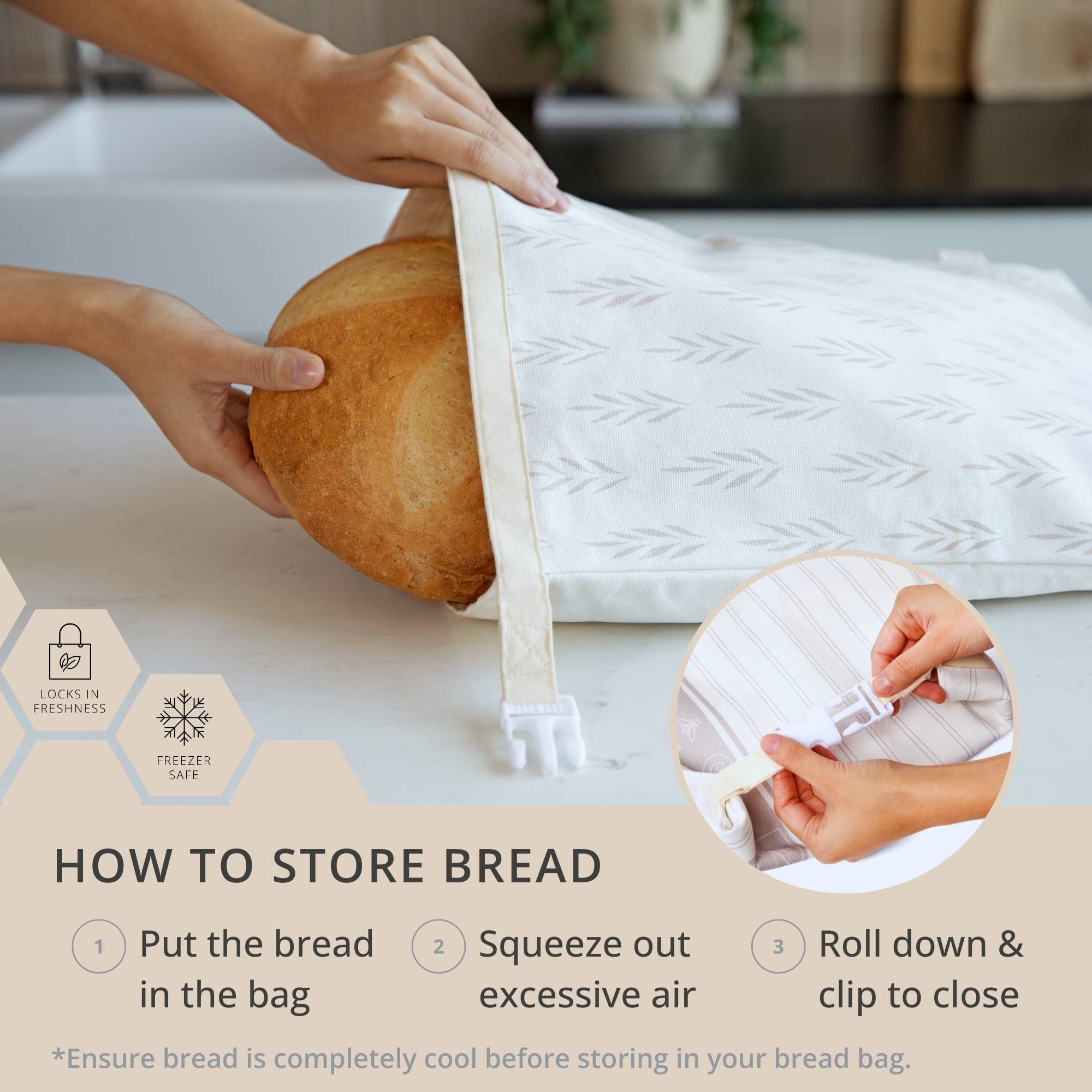 Reusable Beeswax Bread Bags for Homemade Bread - 2 Pack