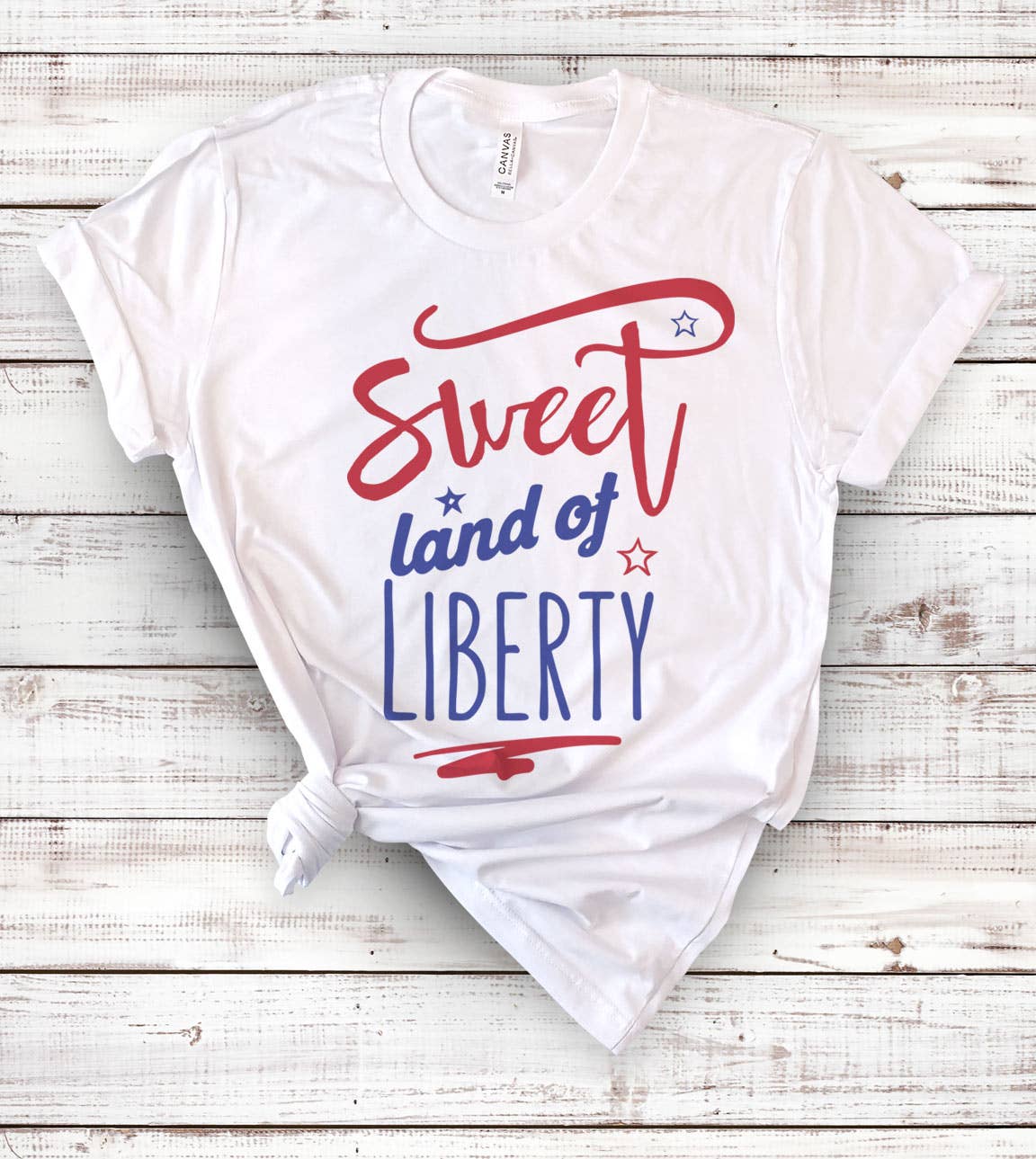 Sweet Land of Liberty -  USA Fun July 4th Patriotic T-Shirt: Prism Peach / MD