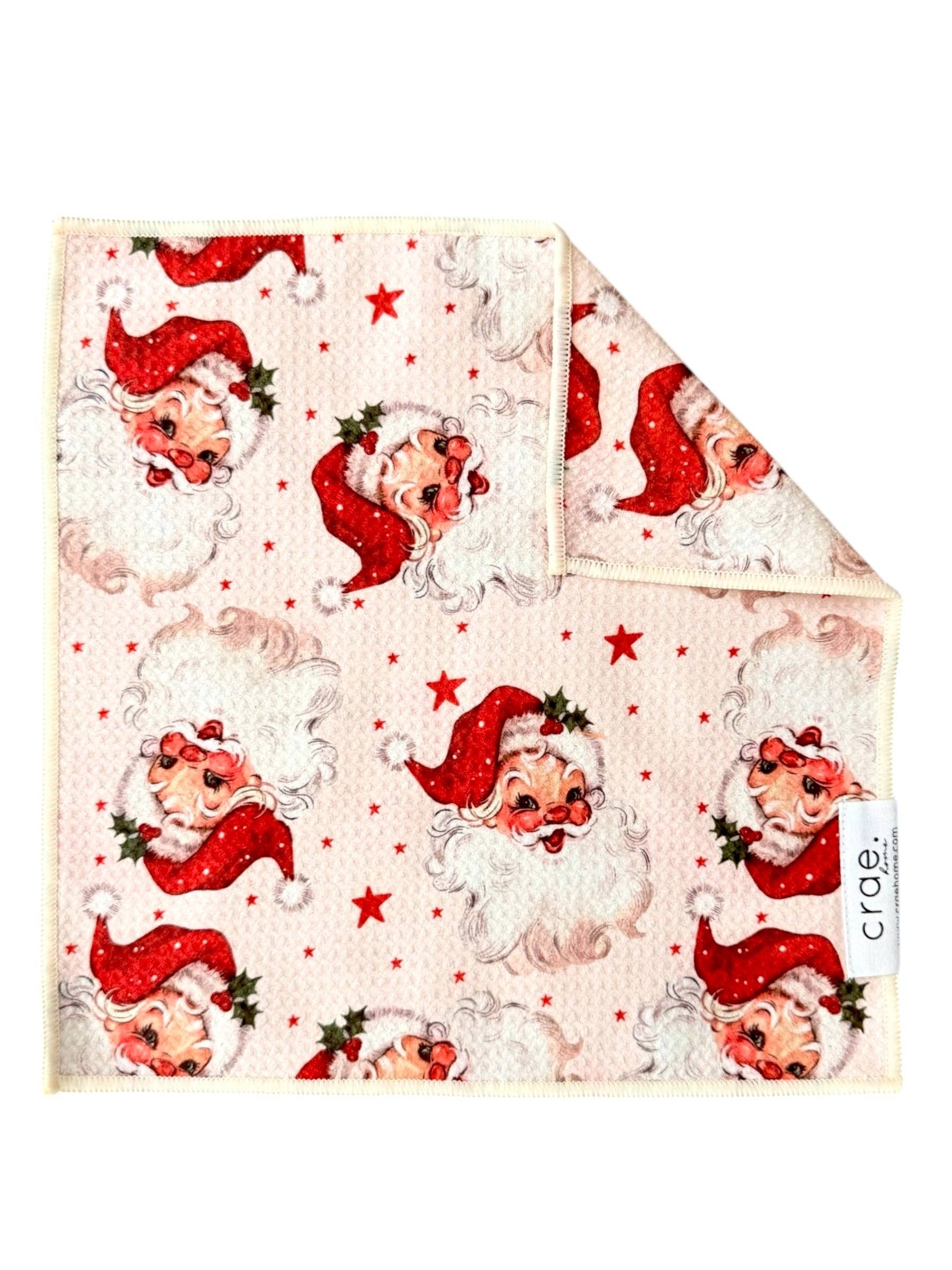 Crae.Home - Merry McSanta: Double-Sided Washcloth - Cream / Washcloth (12 in x 12 in)
