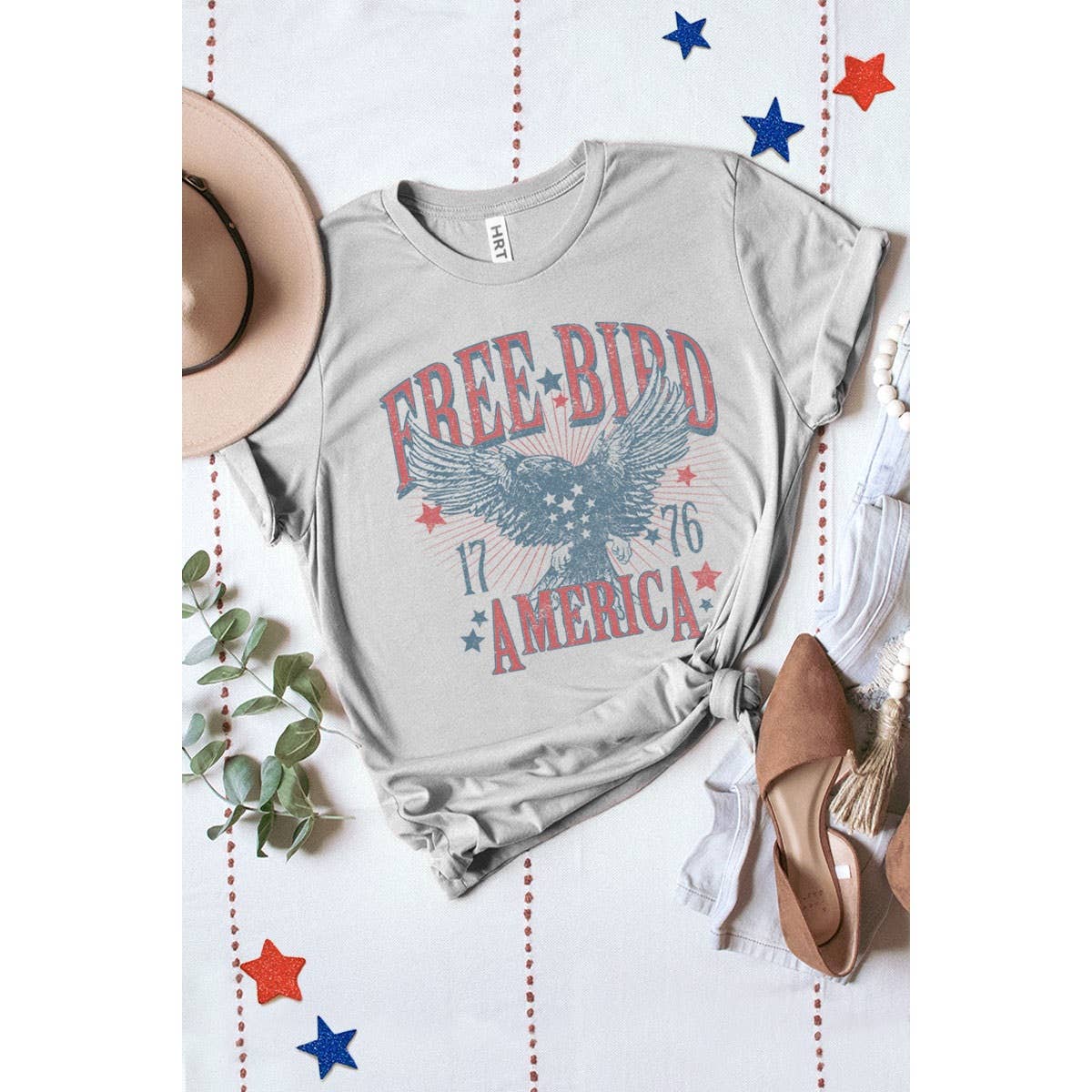 FREE BIRD WASHED GRAPHIC TEE: OATMEAL / S-M-L-XL(1-2-2-1)
