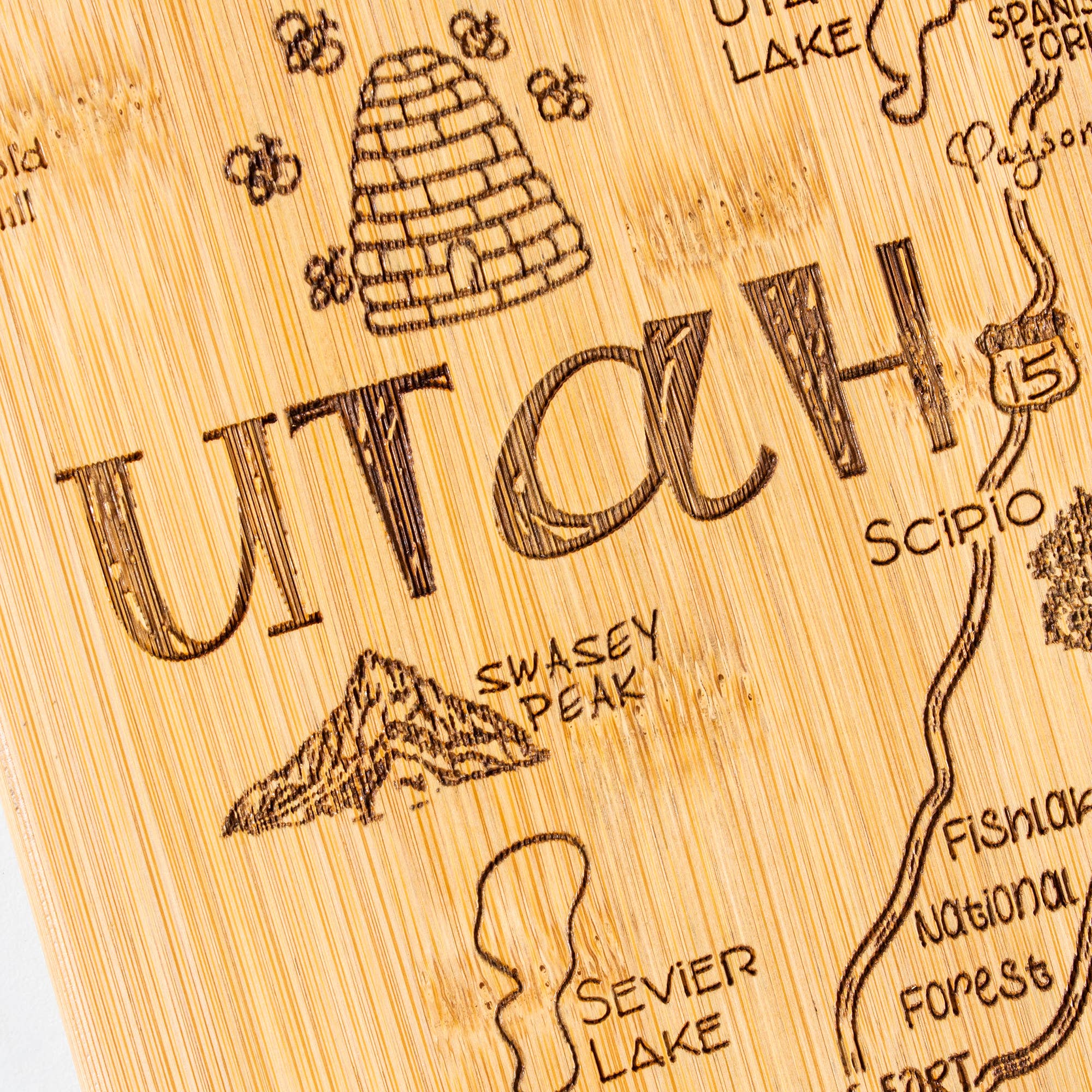 Destination Utah Cutting Board with Engraved Artwork